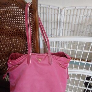 Prada Pink Leather Tote Bag